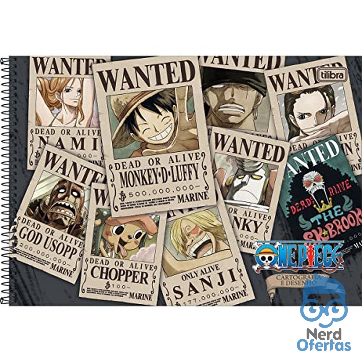 Kit de Cadernos de Desenho Tilibra One Piece Capa Dura 80 Folhas com 4 unidades