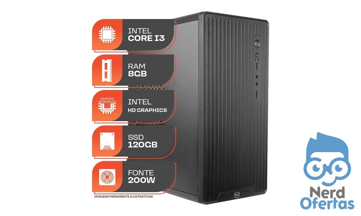 PC Home Essential S Intel Core i3 8GB RAM SSD 120GB por R$ 559