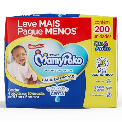 Lenço Umedecido Mamypoko Dia&Noite 200 Unidades (4 pacotes) por R$22,42