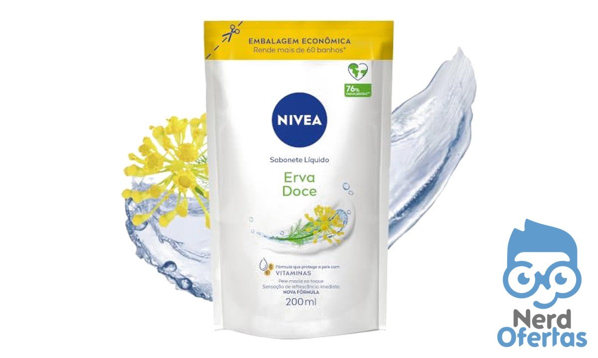 10x Sabonete Líquido Refil NIVEA Erva-Doce 200ml por R$ 48,02