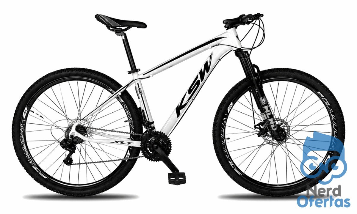 Bicicleta Aro 29 KSW XLT 21 Marchas Shimano Freios a Disco Quadro 17 Branca por R$ 552