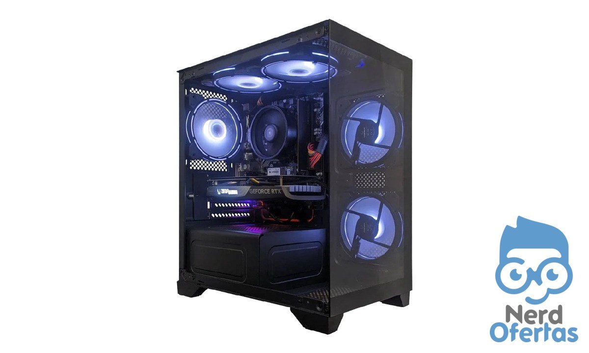 Computador Gamer NTC Vulcano AMD Ryzen 5 5500, RTX 4060 16GB, 16GB DDR4, SSD 512GB