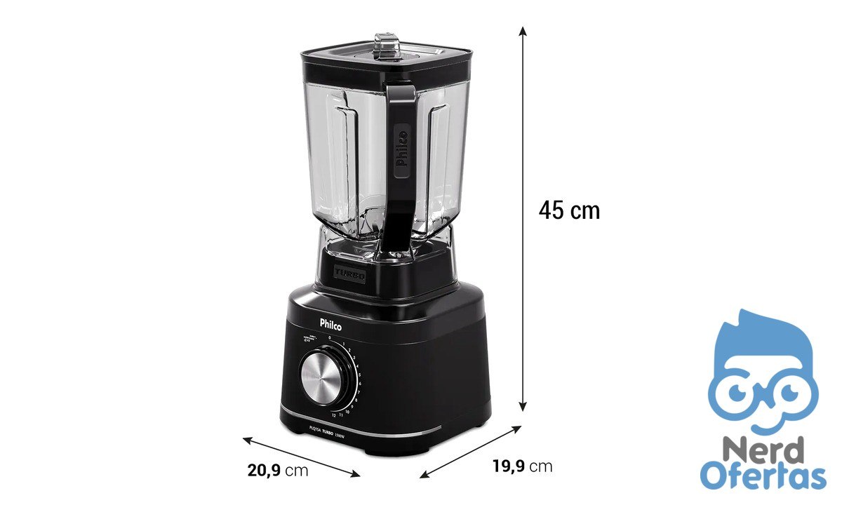 Liquidificador Philco 1500W 12 velocidades 3,1L com 6 lâminas PLQ15A 220V