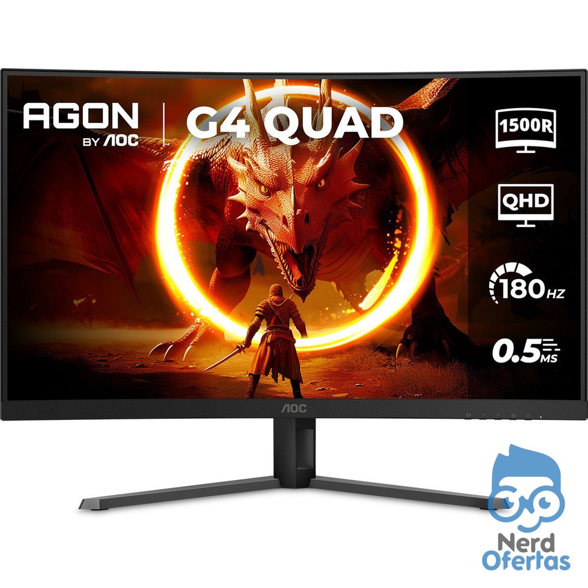 Monitor Gamer Curvo AOC Agon Quad 32" 180Hz 0,5ms HDR10 CQ32G4E por R$ 1.038