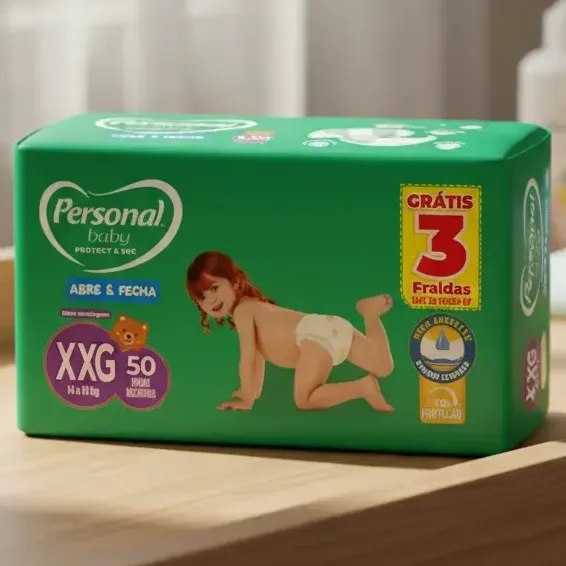 Fralda Personal Baby Protect&Sec XXG com 50 Unidades