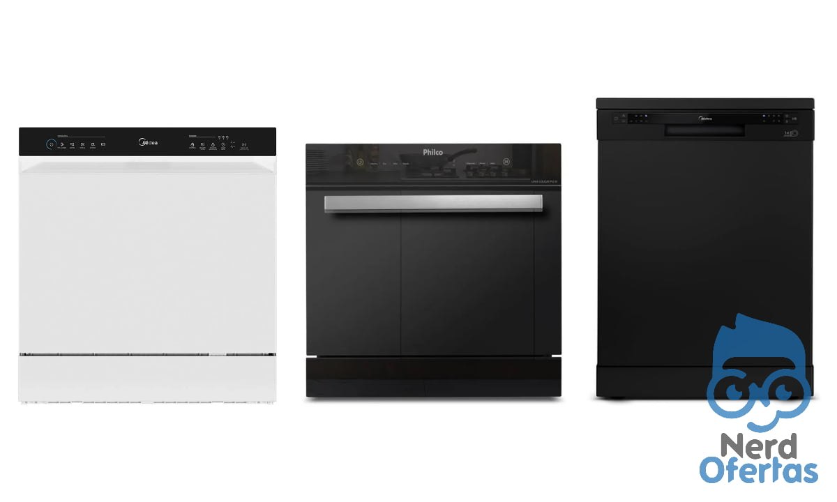Lava-louças Midea 8 serviços, Philco 10 serviços e Midea 14 serviços: comparativo de preços
