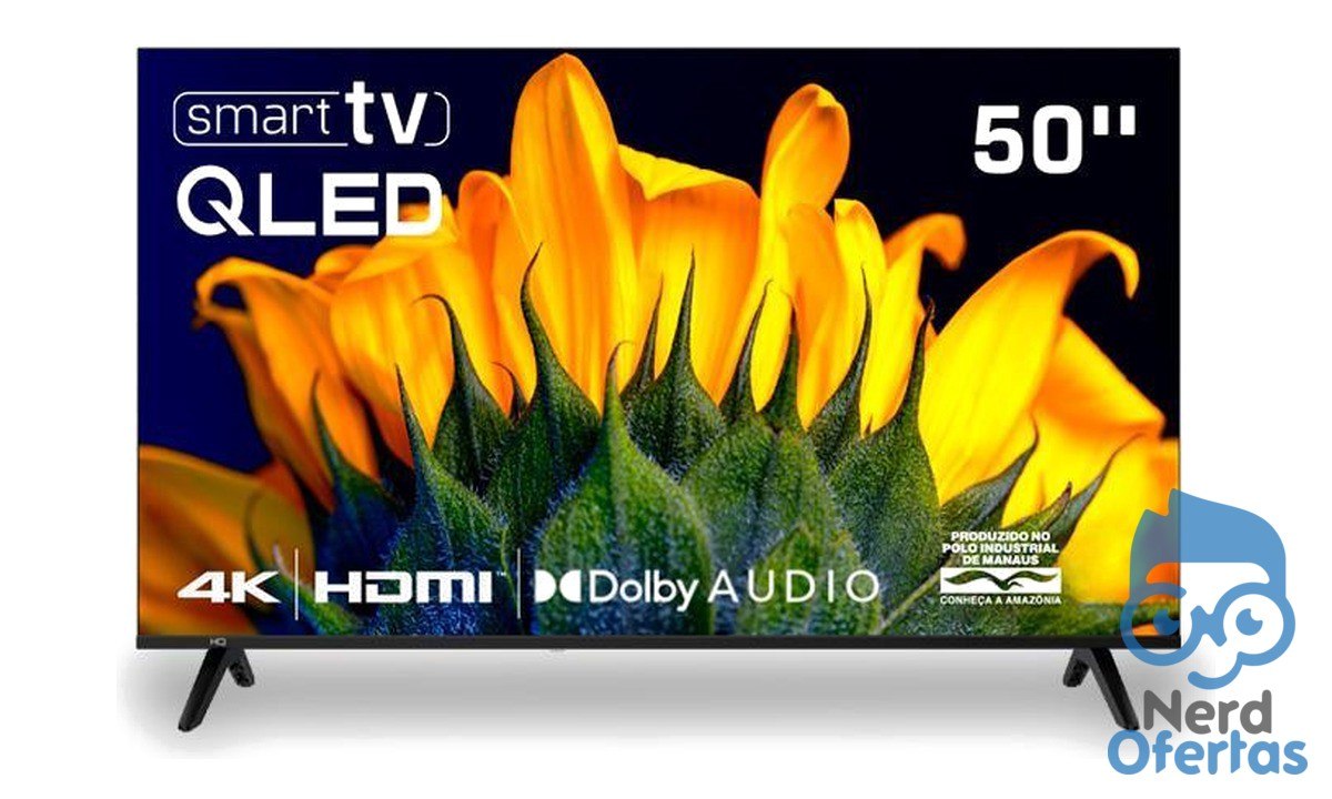 Smart TV HQ QLED 50 Polegadas 4K Wi-Fi Bluetooth Dolby Audio com Netflix e YouTube
