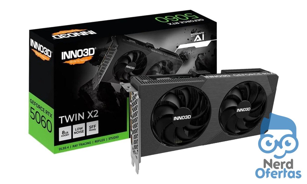 Placa de Vídeo RTX 5060 8GB GDDR7 128 bits Inno3D Twin X2 por R$ 2.267