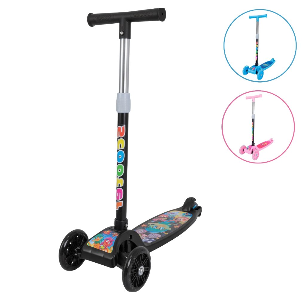 Patinete Infantil 3 Rodas com LED Ajustável Dobrável, para Menino e Menina