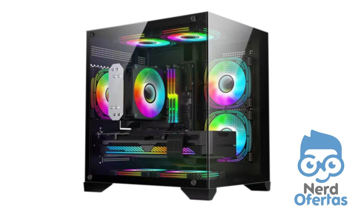 Gabinete Gamer Hayom GB1790 Micro-ATX com Vidro Temperado e 4 Fans RGB por R$ 212
