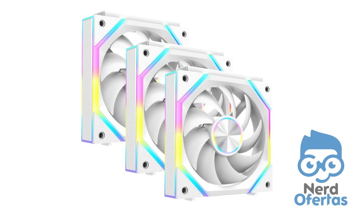 Kit Fan SuperFrame Pulse ARGB 120mm Branco com 3 Unidades por R$ 119
