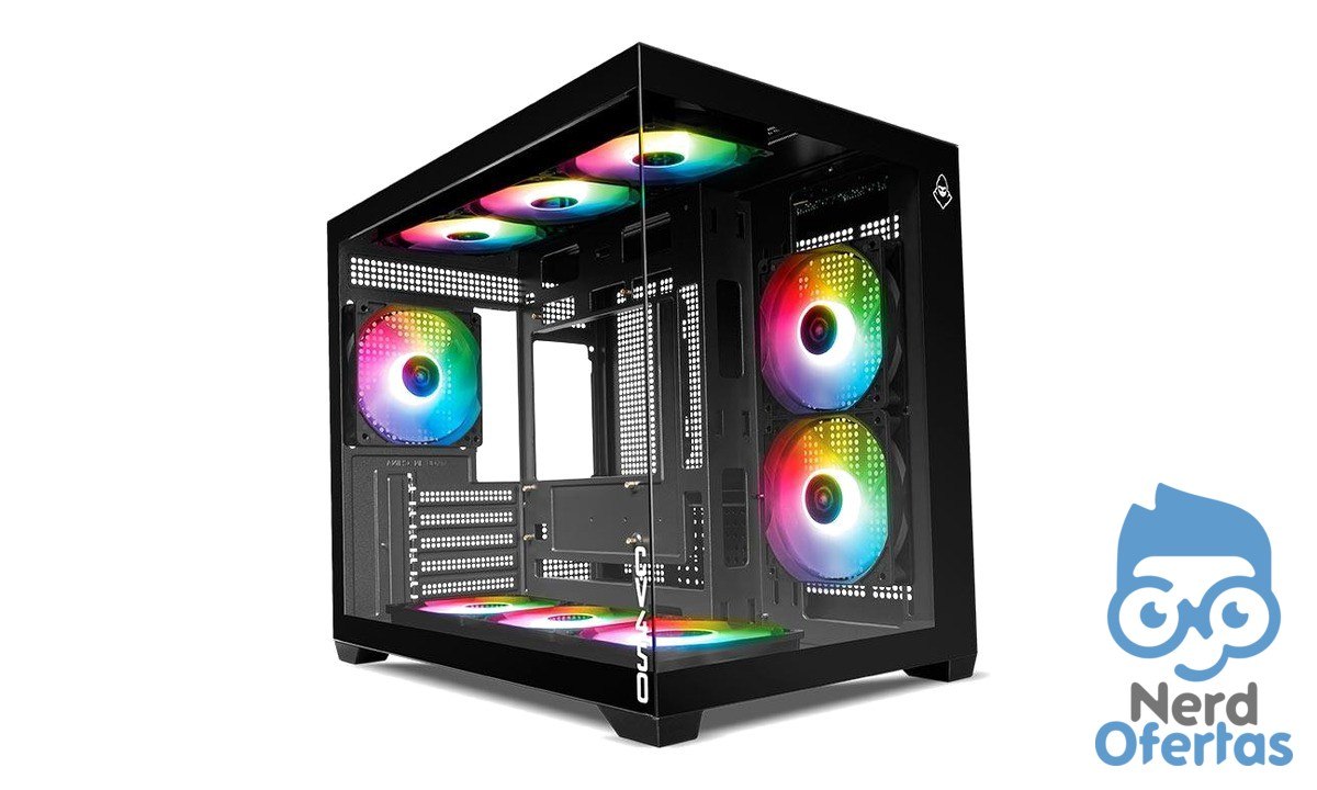 Gabinete Gamer Mancer CV450 Mini-Tower Lateral de Vidro 9 Fans Preto por R$ 329