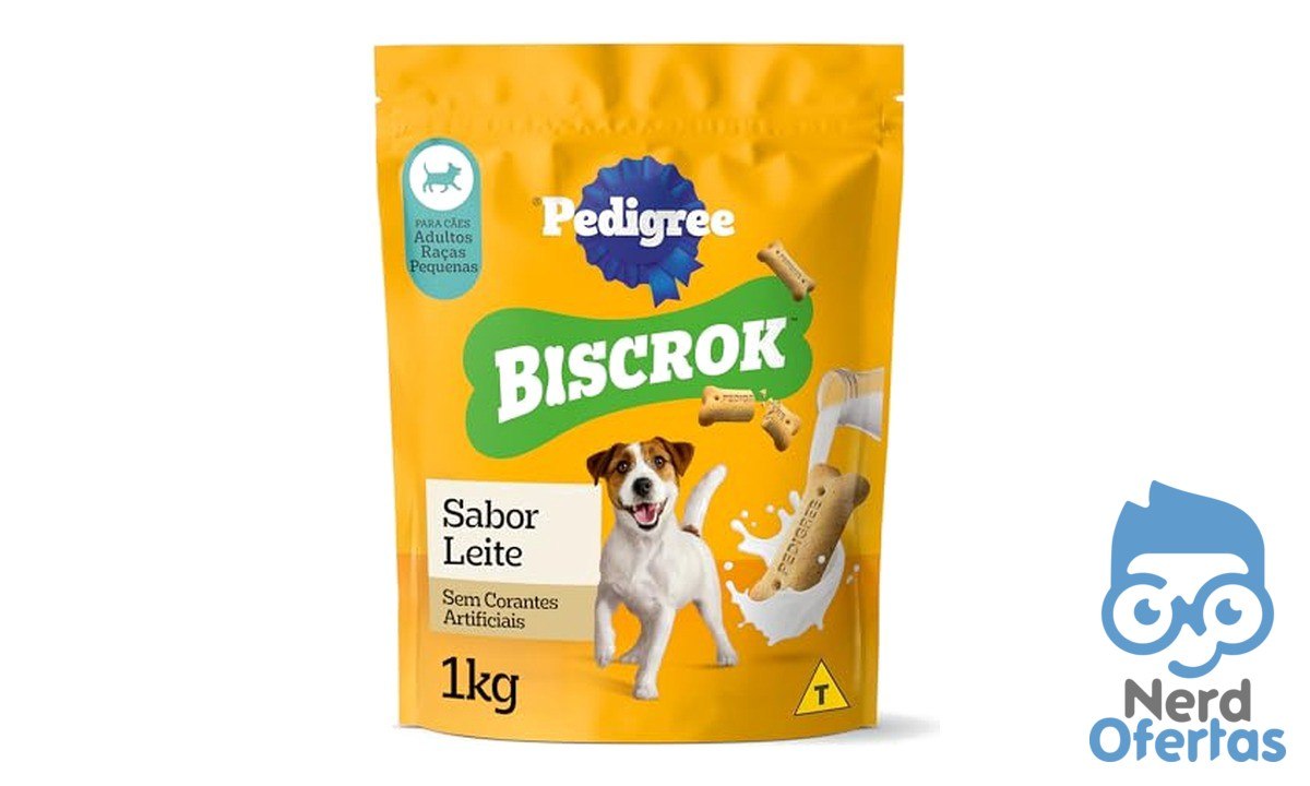 Biscoito Pedigree Biscrok para Cães Adultos Raças Pequenas, 1 kg por R$ 17