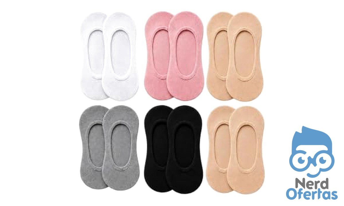 Kit 6 Pares Meia Sapatilha Feminina Invisível com Silicone Antideslizante por R$ 6
