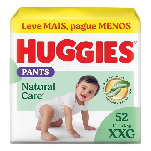 Fralda Huggies Pants Premium Natural Care XXG com 52 Unidades
