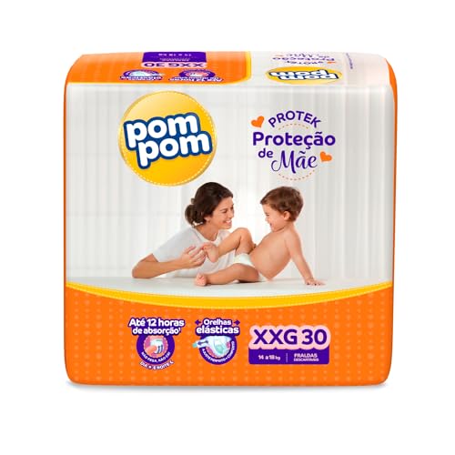 Fralda Pom Pom Protek Proteção de Mãe Mega XXG com 30 Unidades por R$29,19