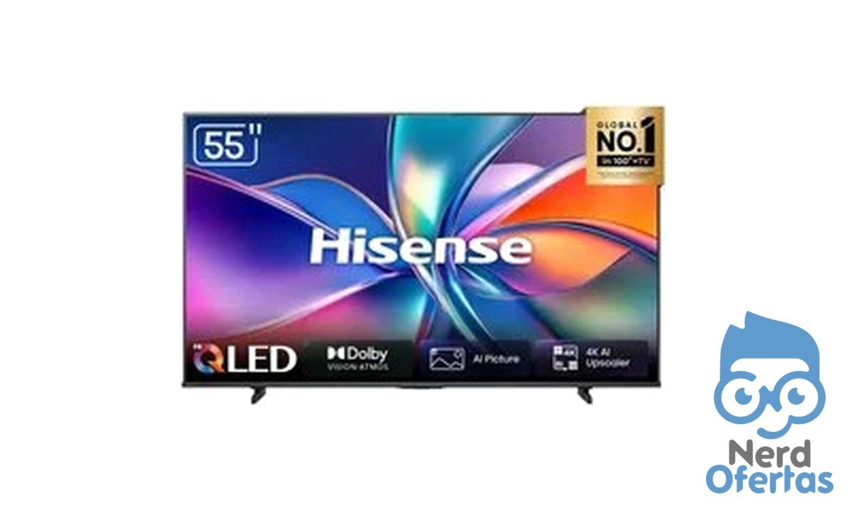 Smart TV Hisense Hi-QLED 4K 55" com Dolby Atmos, Dolby Gaming e Alexa