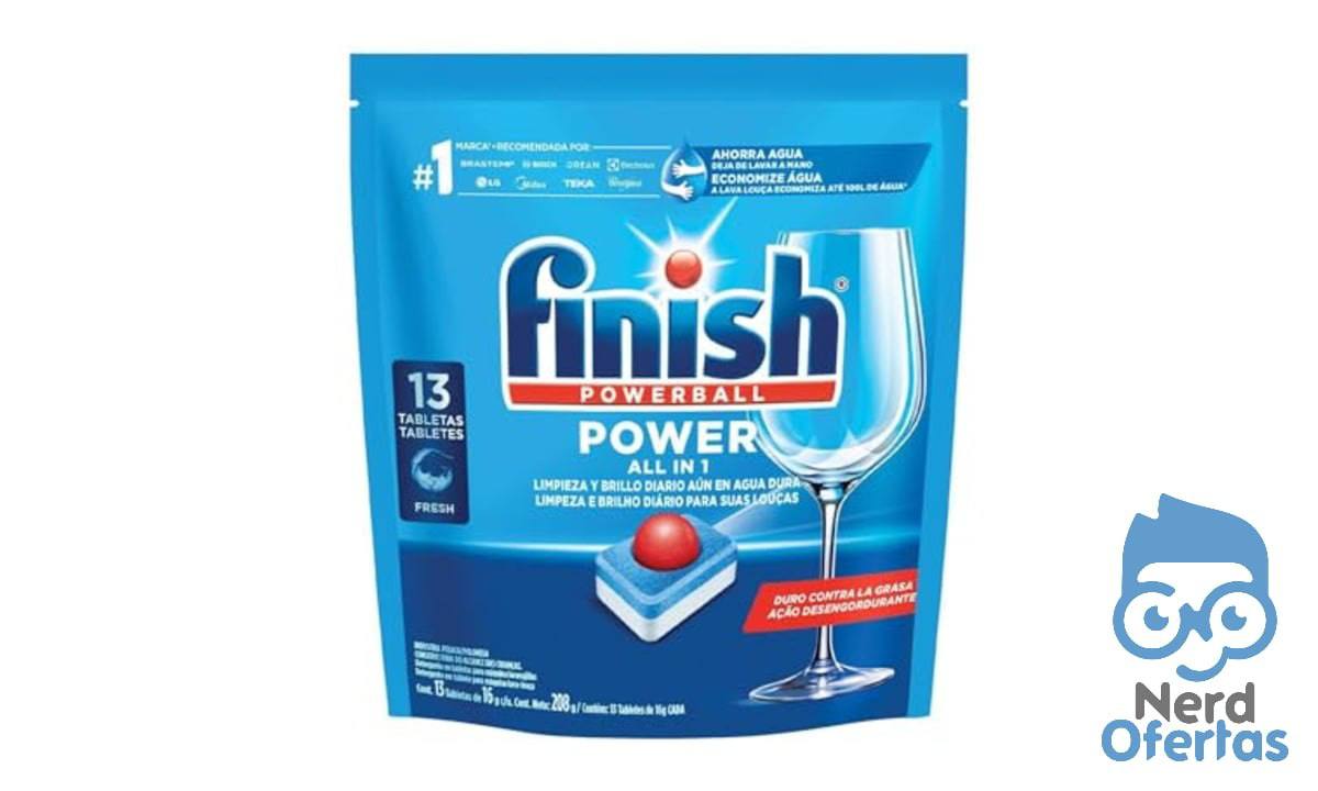 10x Finish Powerball Detergente para Lava Louças em Tabletes 13 Tabletes com Secante por R$ 88