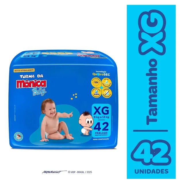 Fralda Turma da Mônica Baby XG com 42 unidades
