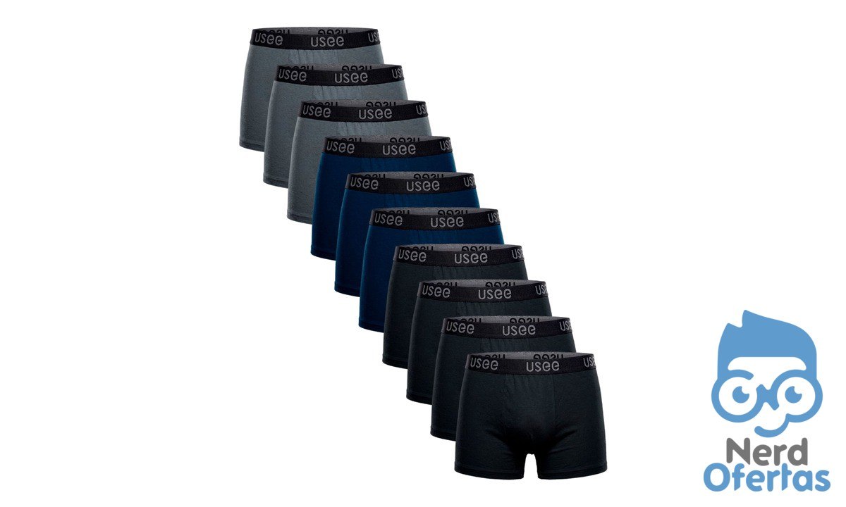 Kit com 10 Cuecas Boxer Algodão Masculina Original Usee Brasil por R$ 61