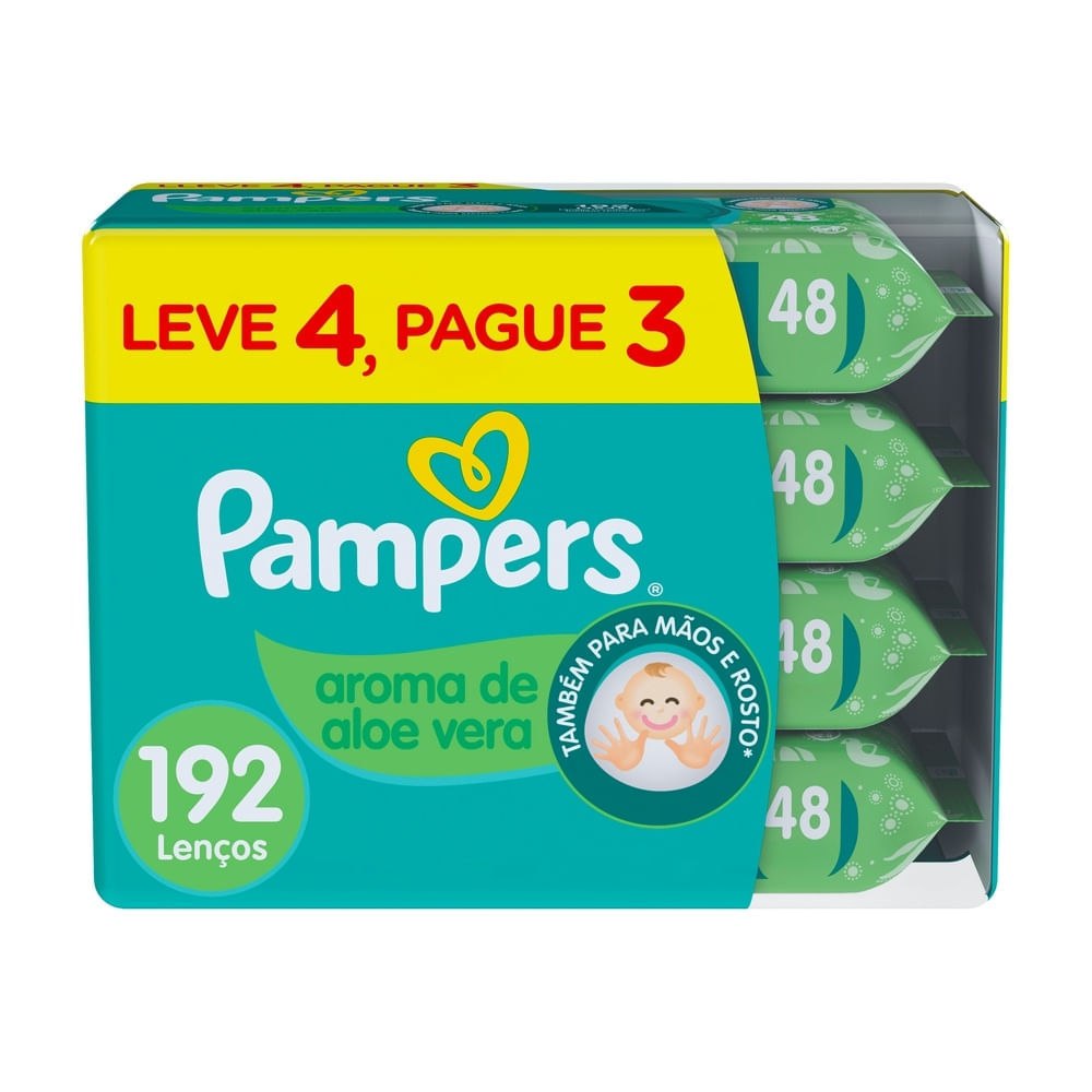 Lenços Umedecidos Pampers Aroma de Aloe Vera 192 Unidades por R$31,19