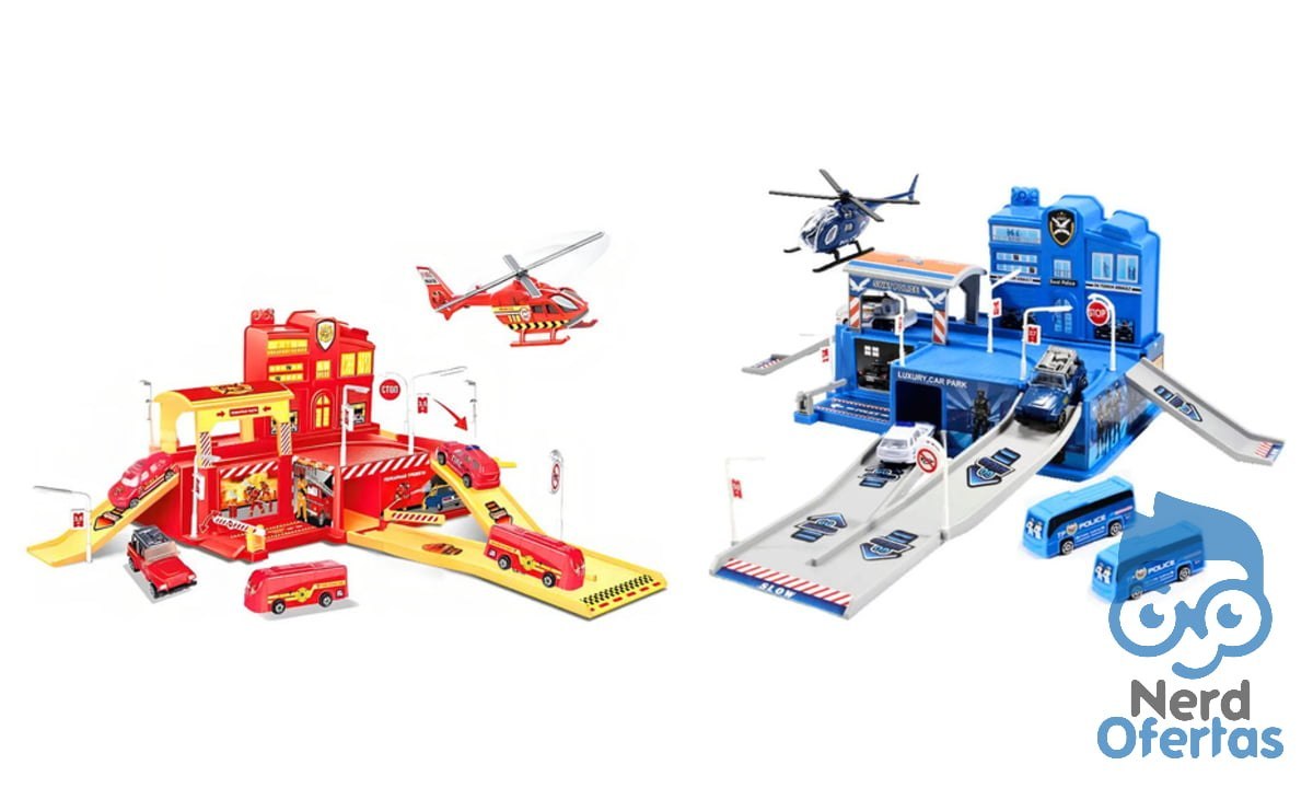 Pistas Infantis Maxi Toys: Bombeiro e Posto Policial por R$ 49,90