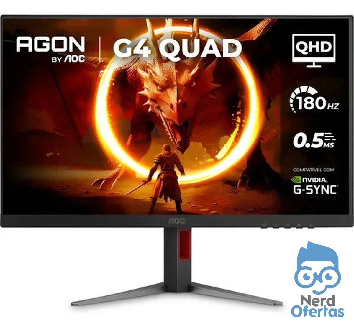 Monitor Gamer AOC Agon Quad 27" 180Hz Base Ajustável Q27G4F