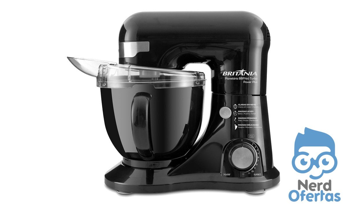 Batedeira Planetária Britânia BBP760P Power Plus Turbo 700W por R$ 216