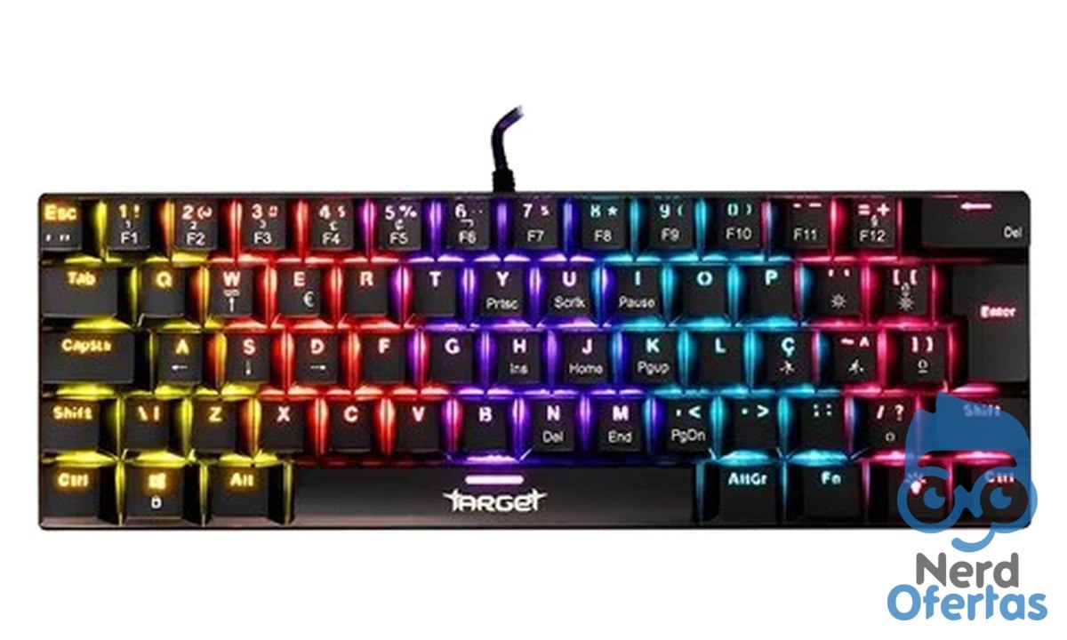 Teclado Mecânico TGT Sherman V3 C1 60% Rainbow ABNT2 Switch Marrom por R$ 69
