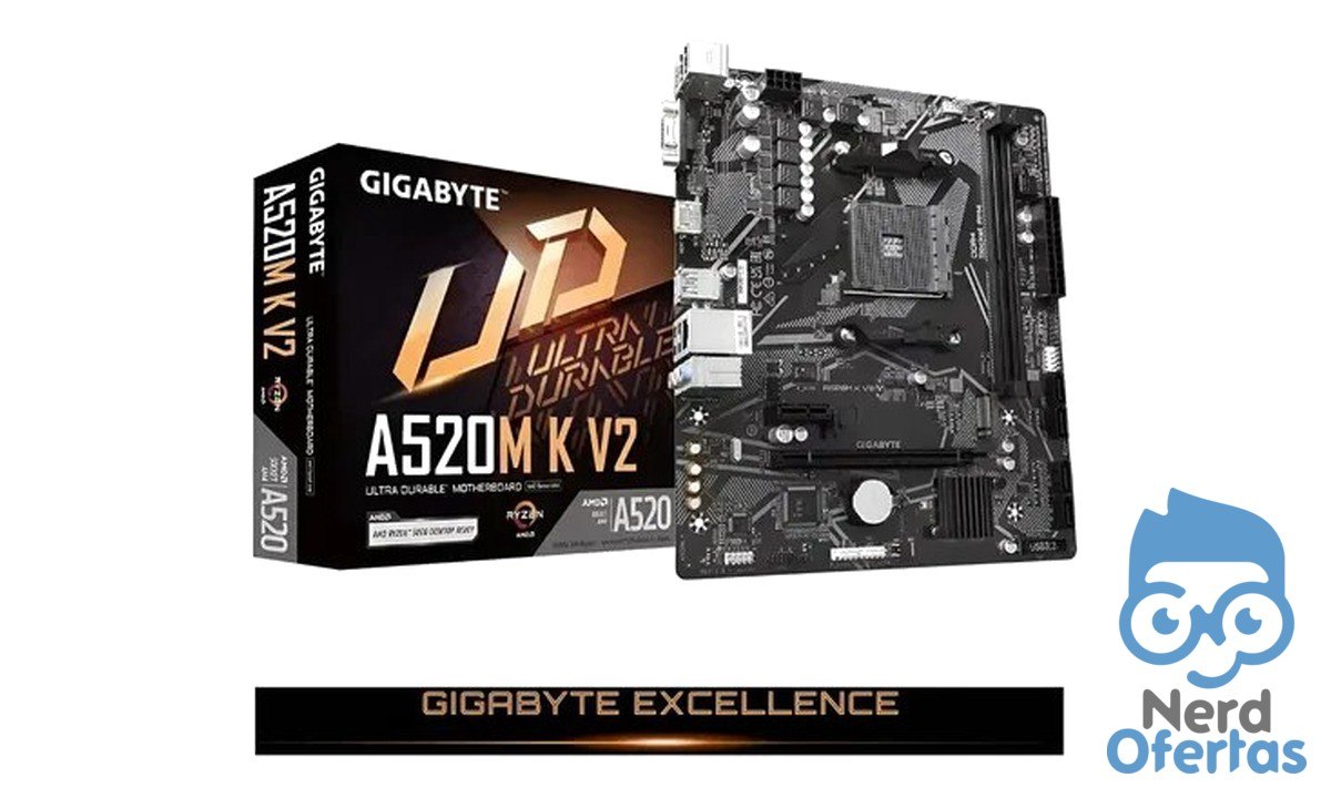 Placa Mãe Gigabyte Ultra Durable A520M KV2 AMD AM4 MATX DDR4 por R$ 325