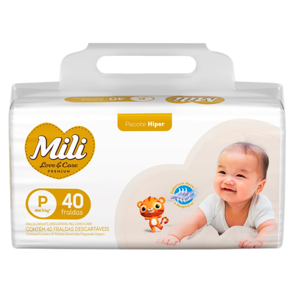 Fralda Mili Love e Care Premium P com 40 Unidades por R$31,99