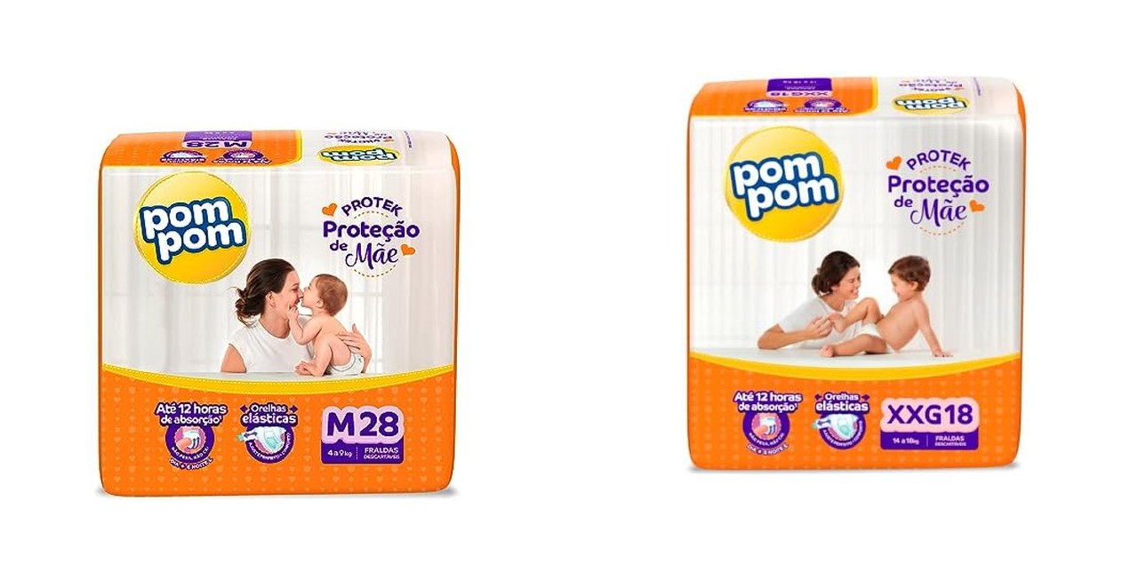 Fralda Pom Pom Derma Protek M com 28 unidades por R$18,99