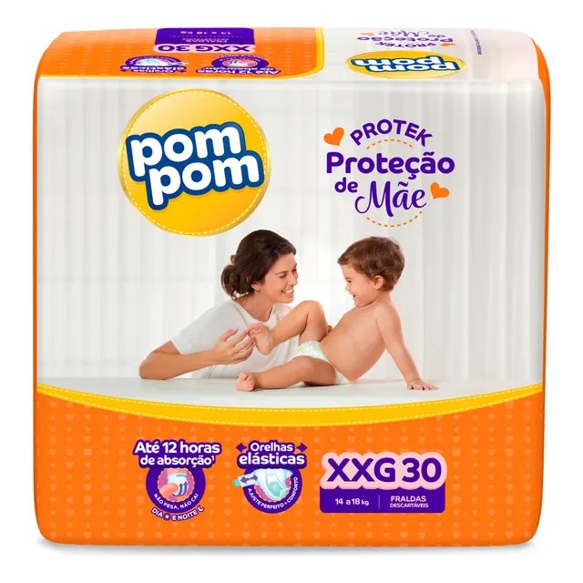 Fralda Pom Pom Proteção De Mãe XXG com 30 unidades por R$27 cada