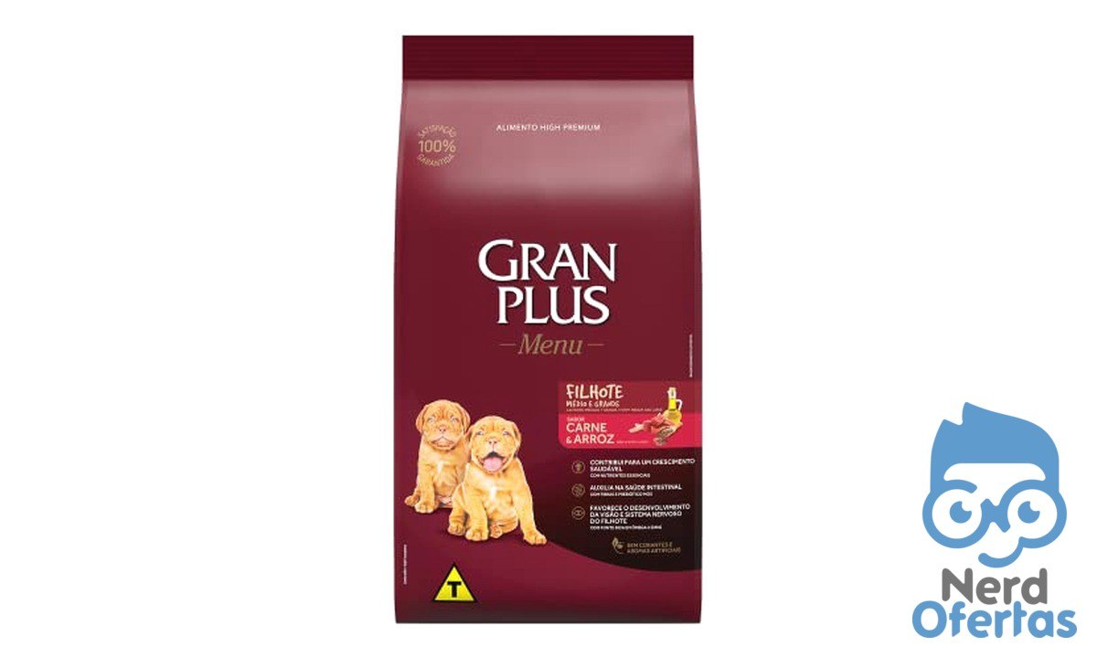 Ração para Cães Filhotes Granplus Menu Carne e Arroz 20kg por R$ 131