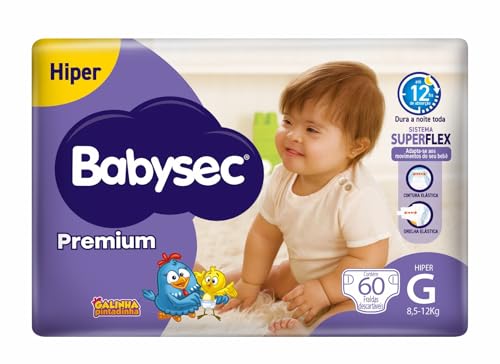 Fralda Babysec Premium Hiper Galinha Pintadinha G com 60 unidades