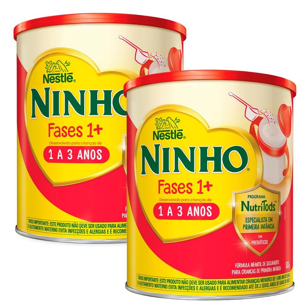 Kit Fórmula Infantil Ninho Fases 1+ 800g com 2 Unidades por R$79,97