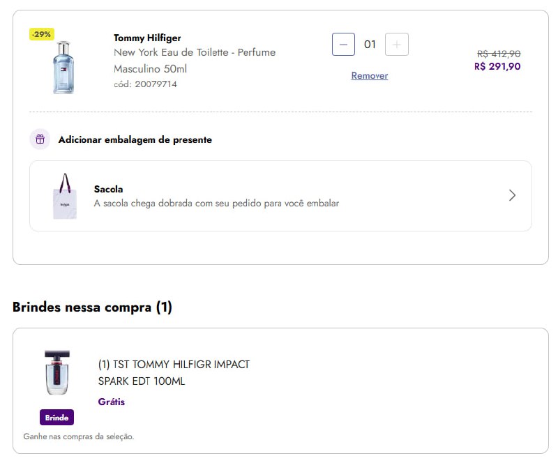 New York Tommy Hilfiger Eau de Toilette Masculino 100ml com brinde de outro perfume por R$ 291