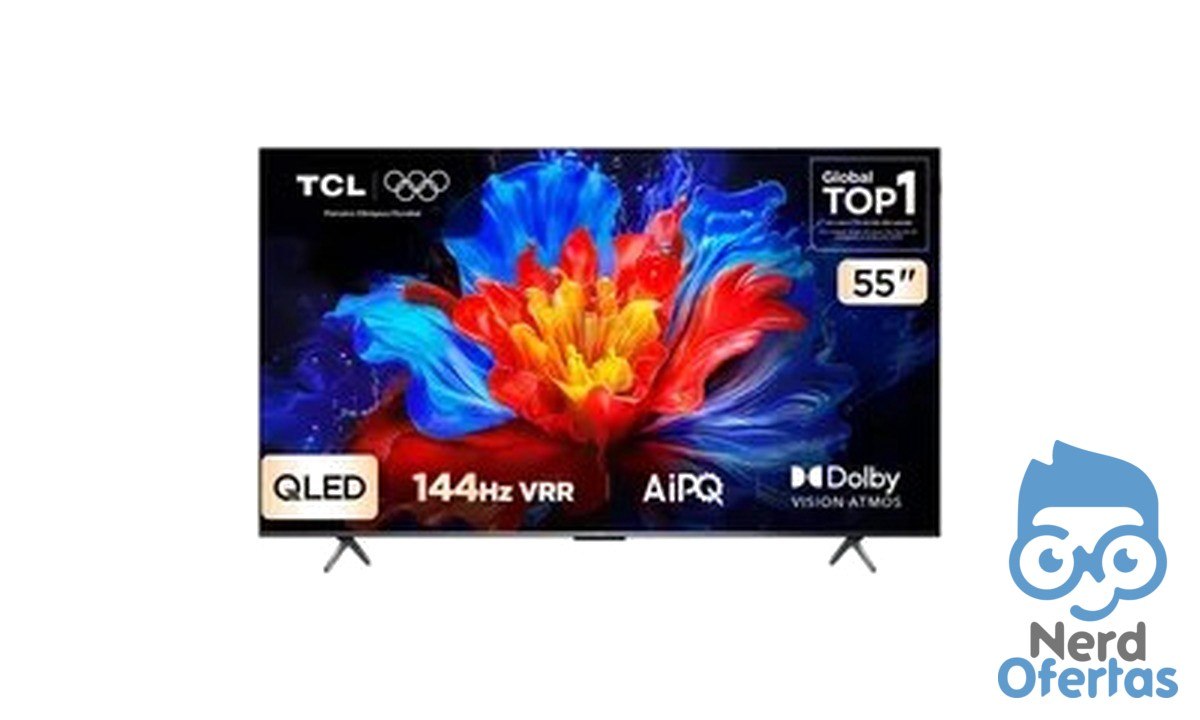 Smart TV TCL 55" QLED 4K P8K Google TV 144Hz Dolby Atmos R$ 2.236