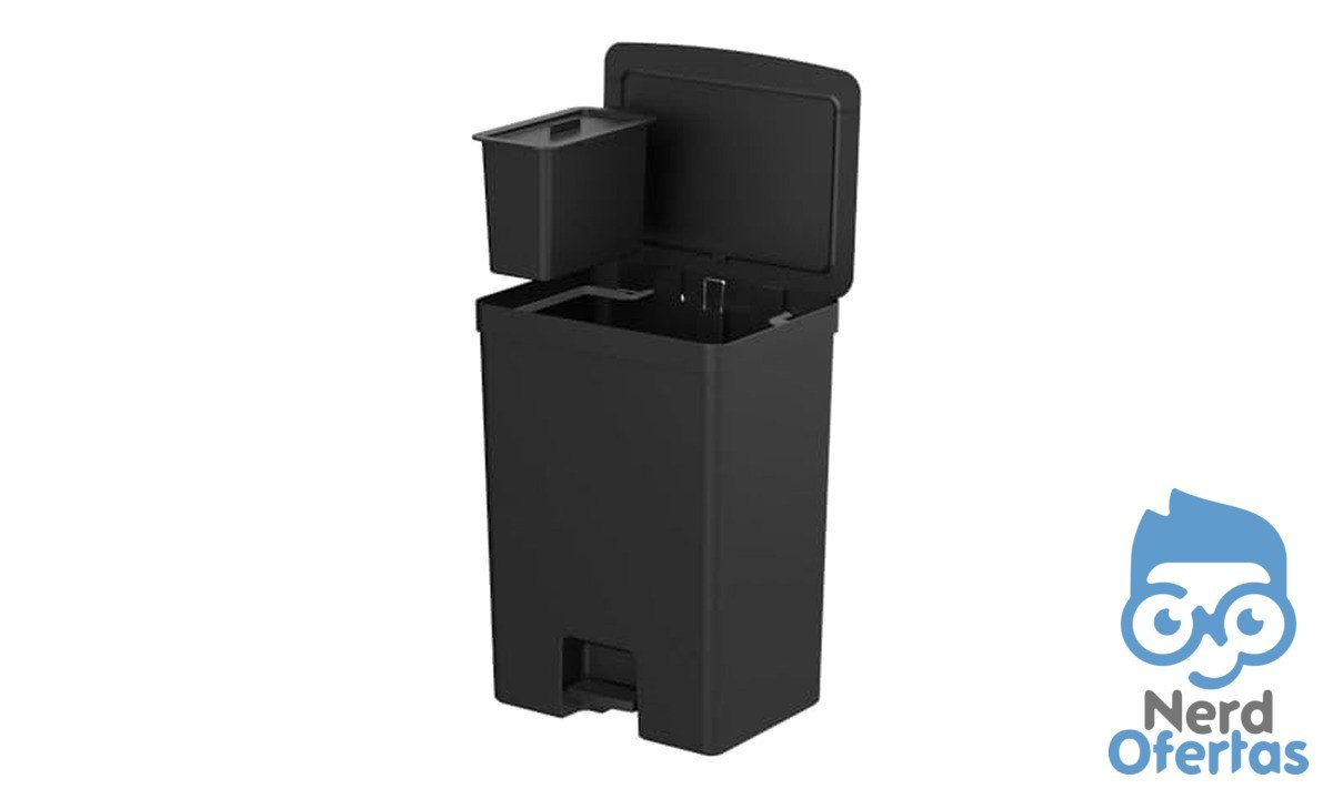 Lixeira com Pedal 46L + 4L Preto Linha Trium por R$ 99,55