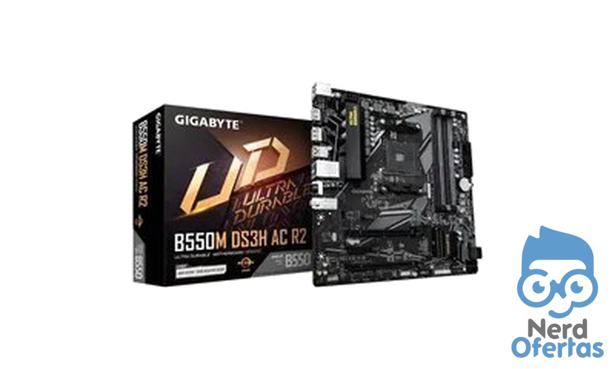 Placa Mãe Gigabyte B550M DS3H AC R2 AMD AM4 Micro ATX DDR4 Wi-Fi Bluetooth