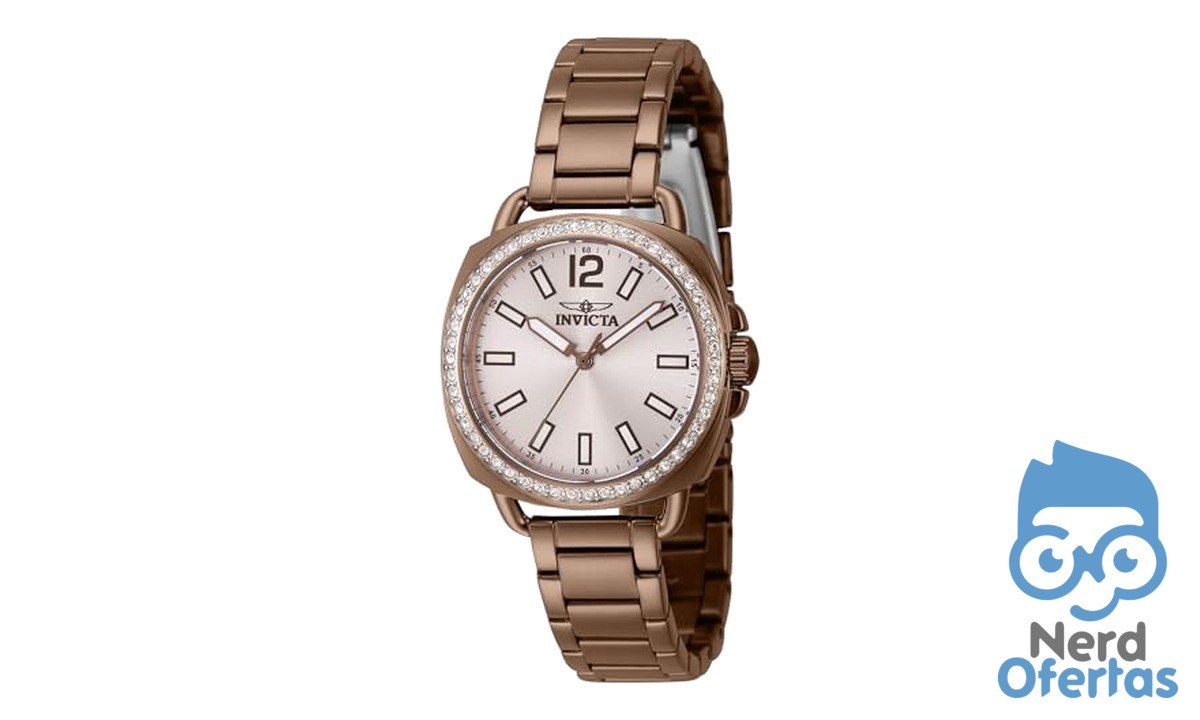 Relógio Feminino Invicta Quartzo Aço Inoxidável 32 mm Marrom Modelo 46344