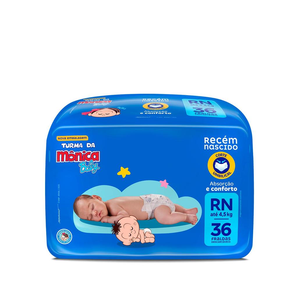 Fralda Turma da Mônica Baby Jumbo RN com 36 Unidades por R$15,12
