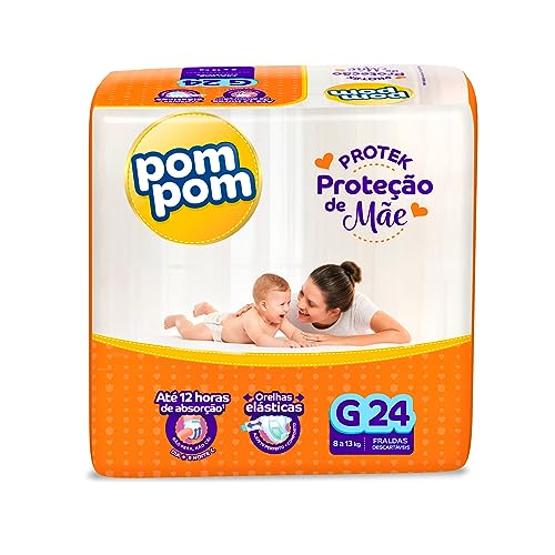 Fralda Pom Pom Protek Proteção de Mãe Jumbo G com 24 Unidades por R$20,67