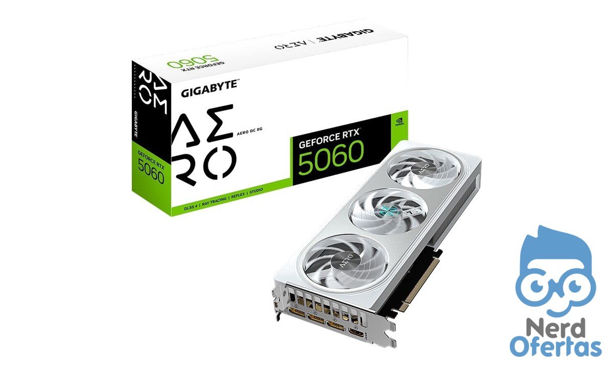 Placa De Video Gigabyte Rtx 5060 Aero Oc 8G Nvidia Geforce 8GB Gddr7 128Bits Dlss Triple Fan Ray Tracing Gv N5060Aero Oc 8Gd