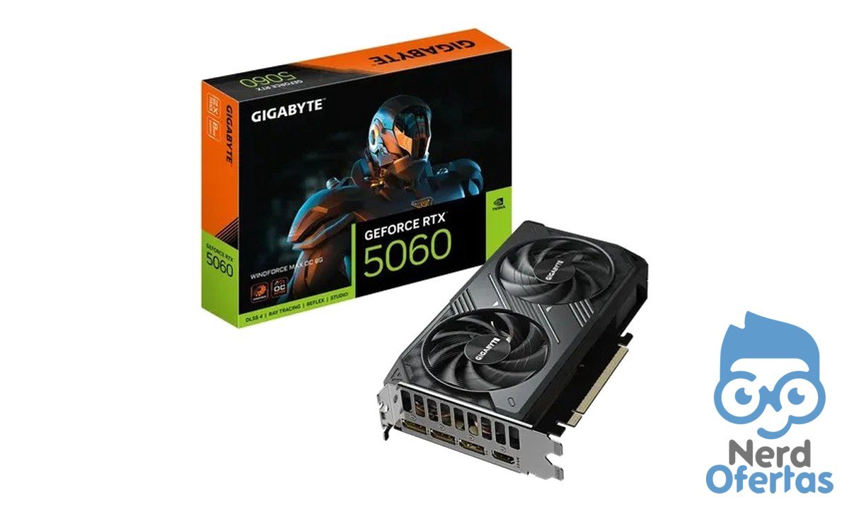 Placa de Vídeo Gigabyte RTX 5060 Windforce Max OC 8GB GDDR7 por R$ 2.489