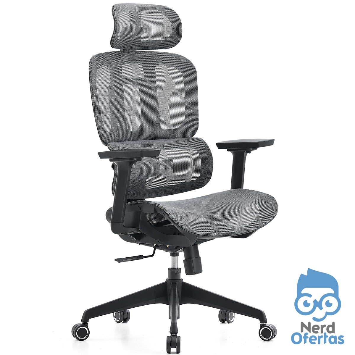 Cadeira de Escritório Dr. Office Business Mesh 3D Ajustável Suporta 120kg Preto e Cinza