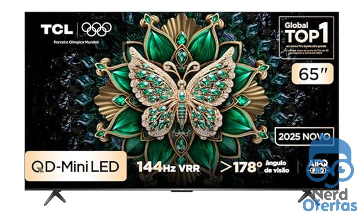 Smart TV TCL 65 Polegadas QD-Mini LED 4K C6K WiFi Bluetooth Google TV 4 HDMI 144Hz HDR10+ 65C6K
