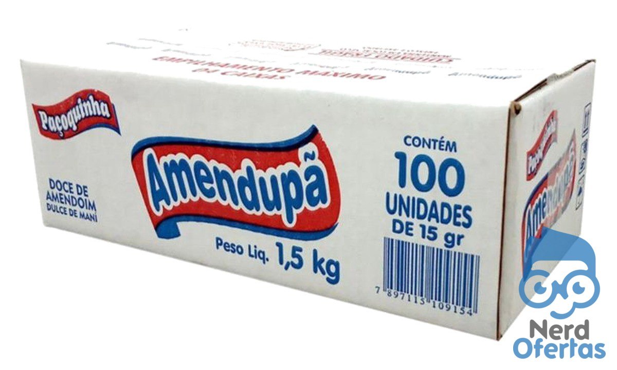 Paçoca Rolha Amendupã Caixa com 100 unidades 1,5kg por R$ 21