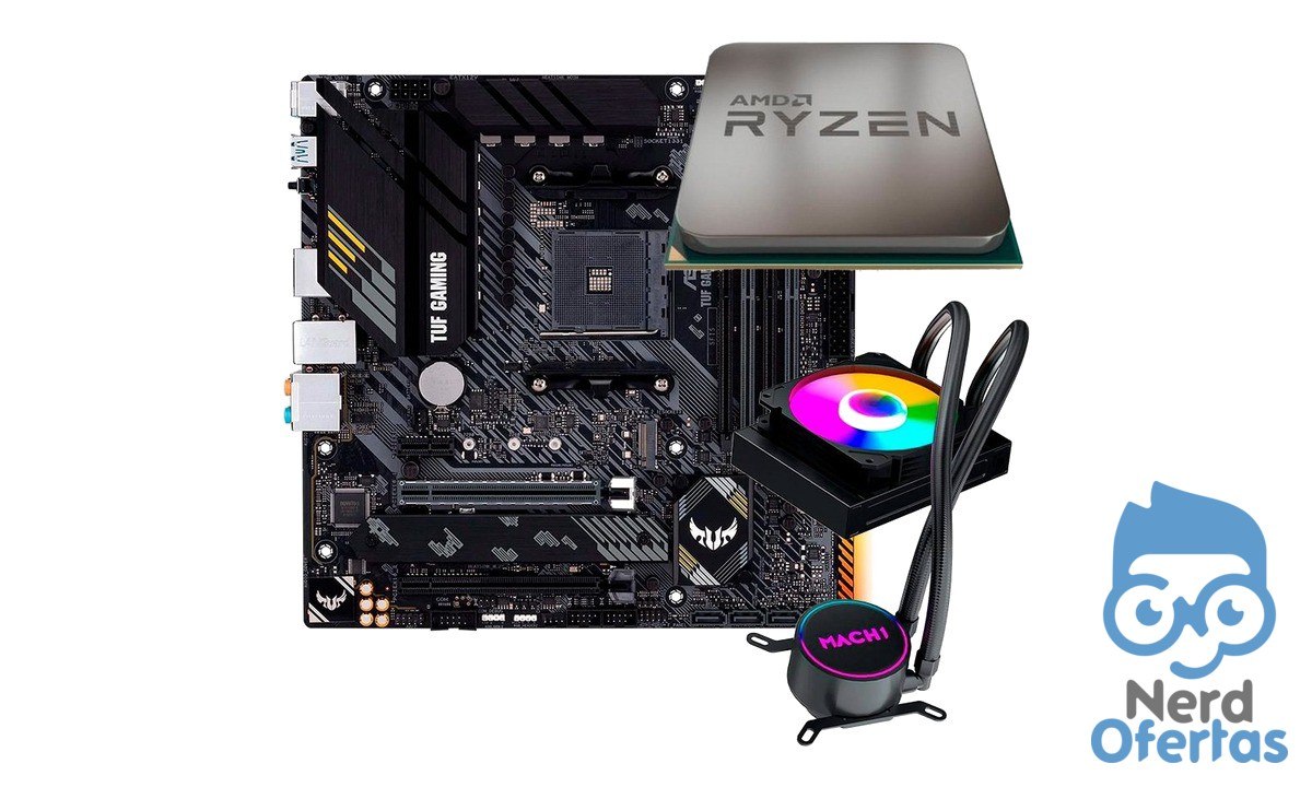 Placa-Mãe ASUS TUF B550M-Plus + Ryzen 7 5700X + Water Cooler MACH1 por R$ 1.655