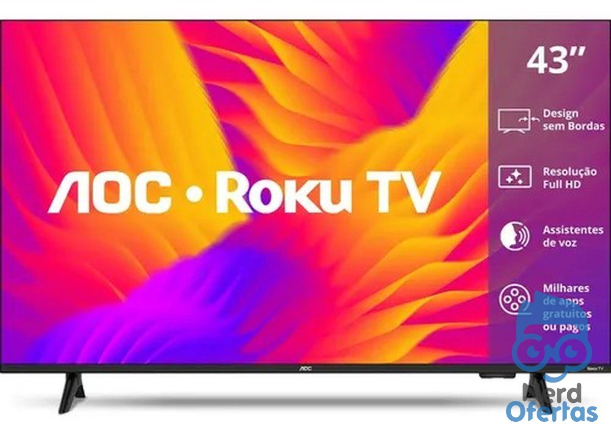 Smart TV AOC 43" LED Roku Full HD Wi-Fi HDMI USB R$ 1.459